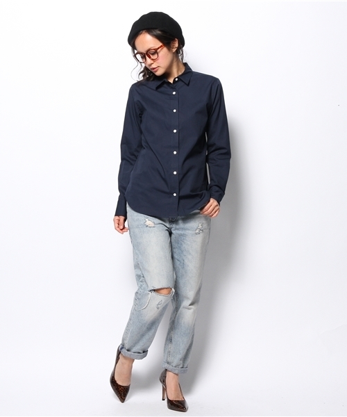 LIMITLESS LUXURY（リミットレスラグジュアリー）の「スタンダードシャツ。（シャツ/ブラウス・レディース・ホワイト/ネイビー・FREE）」の9枚目の写真