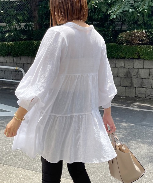 Shelly island（シェリーアイランド）の「ティアードチュニックブラウス（シャツ/ブラウス・レディース・ホワイト/ブラック・FREE）」の7枚目の写真