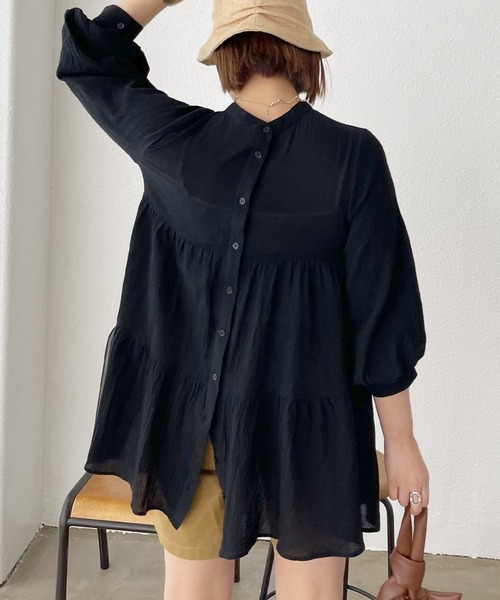 Shelly island（シェリーアイランド）の「ティアードチュニックブラウス（シャツ/ブラウス・レディース・ホワイト/ブラック・FREE）」の8枚目の写真