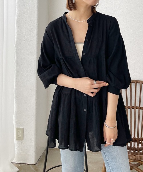 Shelly island（シェリーアイランド）の「ティアードチュニックブラウス（シャツ/ブラウス・レディース・ホワイト/ブラック・FREE）」の12枚目の写真