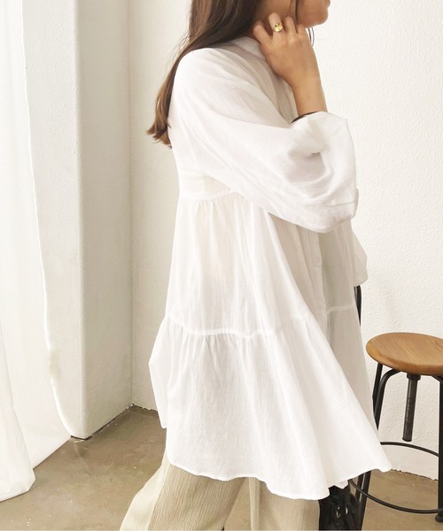 Shelly island（シェリーアイランド）の「ティアードチュニックブラウス（シャツ/ブラウス・レディース・ホワイト/ブラック・FREE）」の3枚目の写真