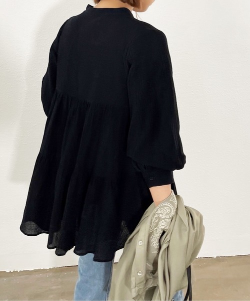 Shelly island（シェリーアイランド）の「ティアードチュニックブラウス（シャツ/ブラウス・レディース・ホワイト/ブラック・FREE）」の9枚目の写真