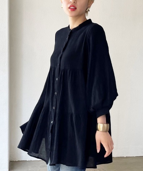 Shelly island（シェリーアイランド）の「ティアードチュニックブラウス（シャツ/ブラウス・レディース・ホワイト/ブラック・FREE）」の20枚目の写真