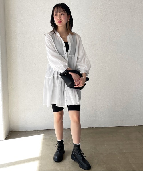 Shelly island（シェリーアイランド）の「ティアードチュニックブラウス（シャツ/ブラウス・レディース・ホワイト/ブラック・FREE）」の21枚目の写真