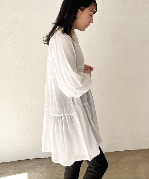 Shelly island（シェリーアイランド）の「ティアードチュニックブラウス（シャツ/ブラウス・レディース・ホワイト/ブラック・FREE）」の13枚目の写真