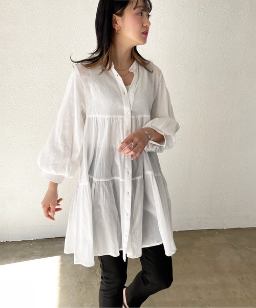 Shelly island（シェリーアイランド）の「ティアードチュニックブラウス（シャツ/ブラウス・レディース・ホワイト/ブラック・FREE）」の14枚目の写真