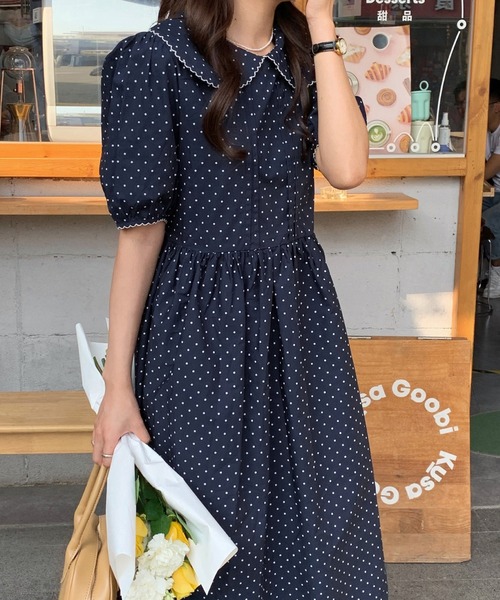 DAY CLOSET（デイ クローゼット）の「レディース レトロ丸襟ドット柄