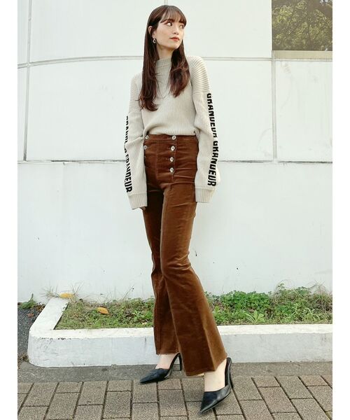 GYDA（ジェイダ）の「コーデュロイセーラーフレアパンツ（その他パンツ・レディース・ブラウン/アイボリー・SMALL/MEDIUM）」の20枚目の写真