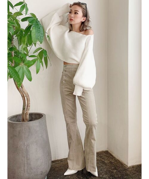 GYDA（ジェイダ）の「コーデュロイセーラーフレアパンツ（その他パンツ・レディース・ブラウン/アイボリー・SMALL/MEDIUM）」の12枚目の写真