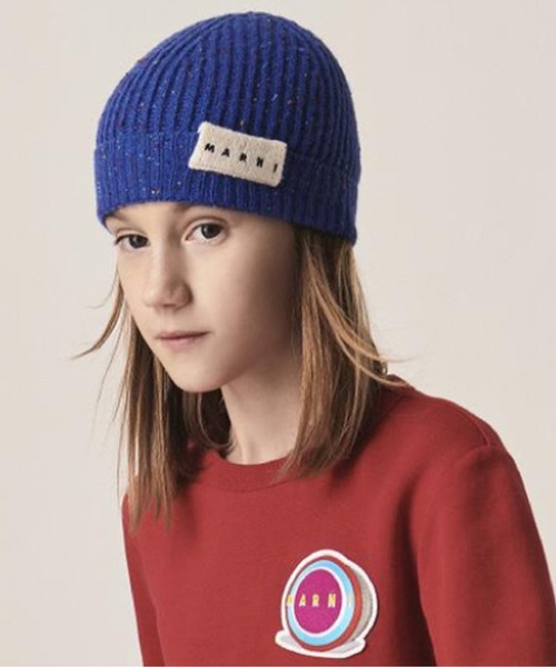 MARNI(マルニ)の「MARNI(マルニ)Kids & Junior ウールブレンドブランドロゴ入りニット帽(ニットキャップ/ビーニー・キッズ・ピンク/ブルー・Ⅰ/Ⅱ/Ⅲ)」の3枚目の写真