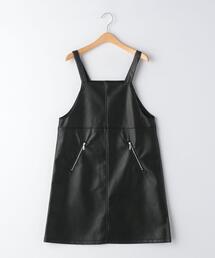 green label relaxing（グリーンレーベルリラクシング）の「TJ フェイクレザー ジャンパースカート 140cm-150cm －ウォッシャブル－（ワンピース・キッズ）」