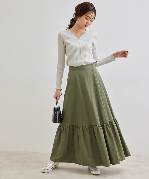 ROPE' PICNIC(ロペピクニック)の「ラップ風タックタフタスカート(スカート・レディース・ブラック/カーキ/ワイン・40/38)」の9枚目の写真