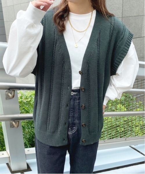 ボタンニットベスト【ZOZOTOWN限定アイテム】（ベスト）｜apres jour