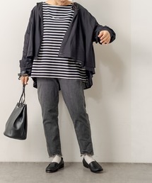 PUAL CE CIN | 強撚コットン2重ノーカラーブラウス(シャツ/ブラウス)