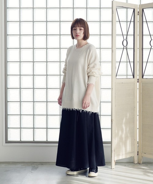 Air Tokyo(エアートウキョー)の「オーバーサイズ ボリューム クルーネック ダメージ ニット ビッグ セーター(ニット/セーター・メンズ・ブラック/ブラウン/アイボリー・MEDIUM/LARGE)」の15枚目の写真