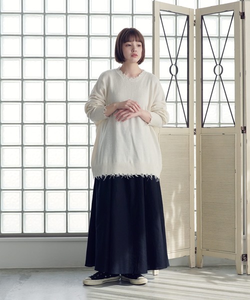 Air Tokyo(エアートウキョー)の「オーバーサイズ ボリューム クルーネック ダメージ ニット ビッグ セーター(ニット/セーター・メンズ・ブラック/ブラウン/アイボリー・MEDIUM/LARGE)」の16枚目の写真