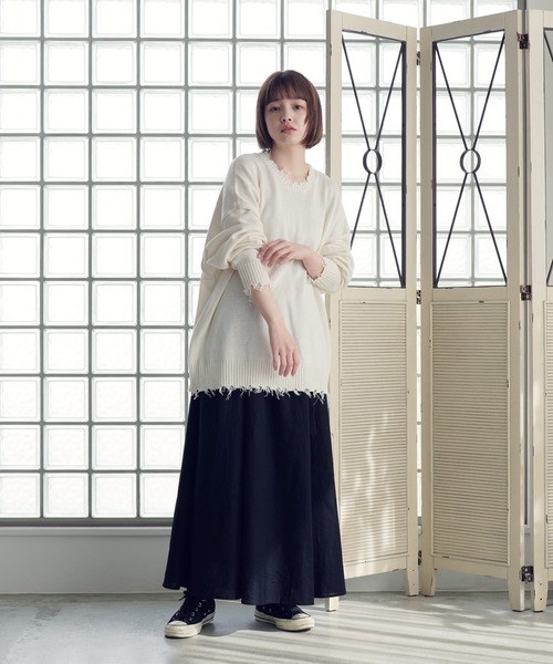 Air Tokyo(エアートウキョー)の「オーバーサイズ ボリューム クルーネック ダメージ ニット ビッグ セーター(ニット/セーター・メンズ・ブラック/ブラウン/アイボリー・MEDIUM/LARGE)」の17枚目の写真