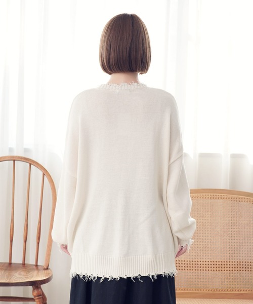 Air Tokyo(エアートウキョー)の「オーバーサイズ ボリューム クルーネック ダメージ ニット ビッグ セーター(ニット/セーター・メンズ・ブラック/ブラウン/アイボリー・MEDIUM/LARGE)」の12枚目の写真