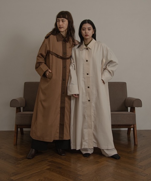 lawgy(ラウジー)の「bi fabric trench coat(トレンチコート・レディース・ホワイト/ブラウン・FREE)」の2枚目の写真
