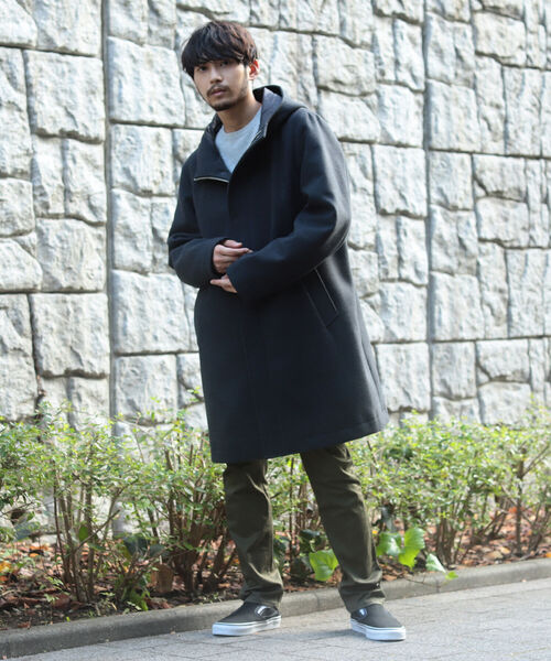 BEAMS（ビームス）の「BEAMS / フリースメルトン フーデッド ジップコート（チェスターコート・メンズ・チャコールグレー/オリーブ・SMALL/MEDIUM/LARGE/X-LARGE）」の9枚目の写真