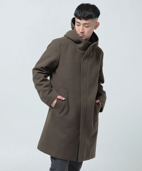 BEAMS（ビームス）の「BEAMS / フリースメルトン フーデッド ジップコート（チェスターコート・メンズ・チャコールグレー/オリーブ・SMALL/MEDIUM/LARGE/X-LARGE）」の10枚目の写真