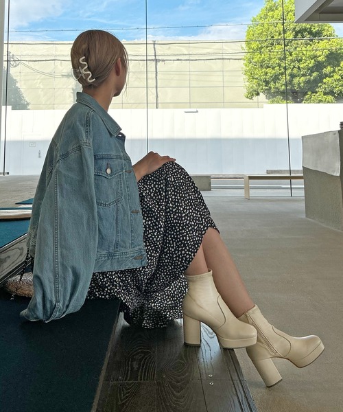 attagirl（アタガール）の「スクエアトゥストレッチショートブーツ（ブーツ・レディース・ブラック/ブラック系その他/ダークブラウン/アイボリー/ベージュ系その他・L/S/LL/M/3L）」の21枚目の写真