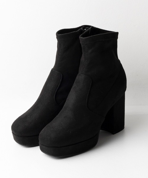 セール】スクエアトゥストレッチショートブーツ（ブーツ