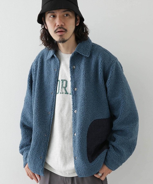 URBAN RESEARCH Sonny Label(アーバンリサーチサニーレーベル)の「ボアシャツジャケット(ブルゾン・メンズ・オレンジ/ブルー/モカ・MEDIUM/LARGE)」の4枚目の写真