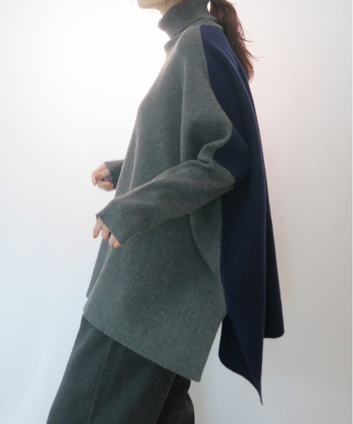 AZUL ENCANTO(アズールエンカント)の「バイカラーポンチョシルエットニット(ニット/セーター・レディース・ベージュ/ダークグレー/ライトベージュ・FREE)」の21枚目の写真