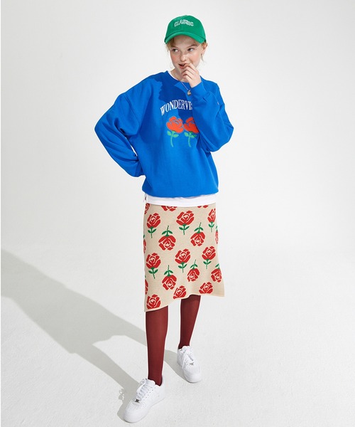 WONDER VISITOR（ワンダービジター）の「WONDER VISITOR／Rose柄ミドルスカート　2239632（スカート・レディース・ブラック/ライトベージュ・FREE）」の15枚目の写真