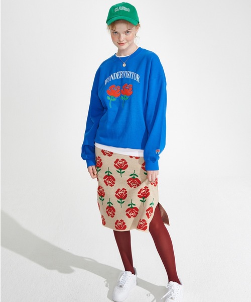 WONDER VISITOR（ワンダービジター）の「WONDER VISITOR／Rose柄ミドルスカート　2239632（スカート・レディース・ブラック/ライトベージュ・FREE）」の6枚目の写真