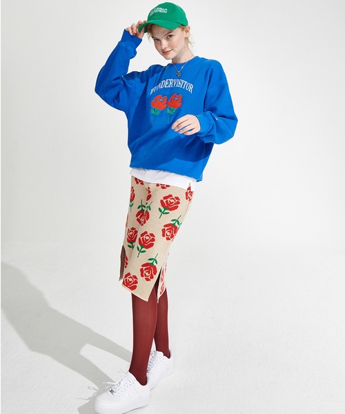 WONDER VISITOR（ワンダービジター）の「WONDER VISITOR／Rose柄ミドルスカート　2239632（スカート・レディース・ブラック/ライトベージュ・FREE）」の3枚目の写真