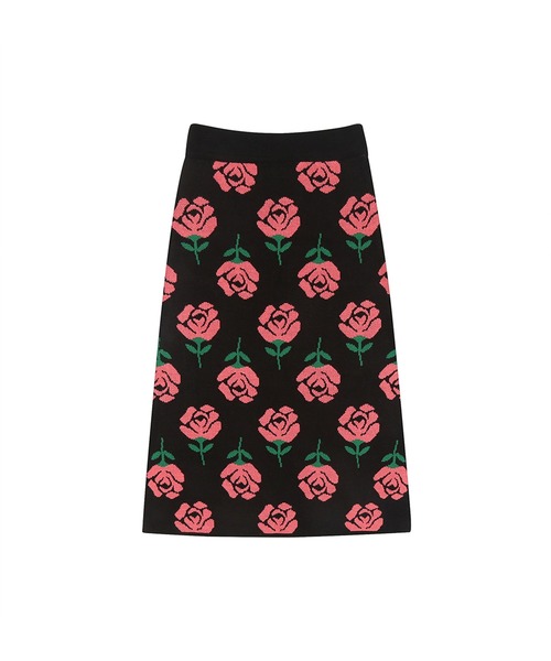 WONDER VISITOR（ワンダービジター）の「WONDER VISITOR／Rose柄ミドルスカート　2239632（スカート・レディース・ブラック/ライトベージュ・FREE）」の14枚目の写真
