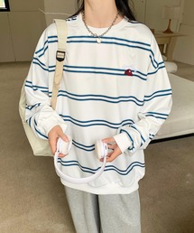 DEVICE | 《即完/予約OK》ビッグシルエット キャップロゴ ボーダー ロンT トレーナー(スウェット)