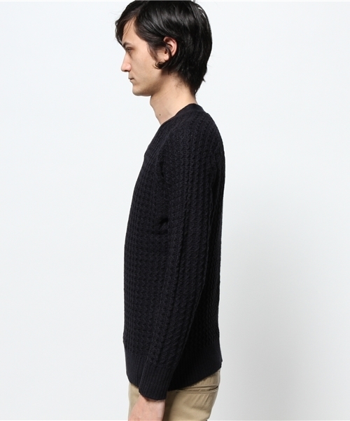 KATHARINE HAMNETT LONDON （キャサリンハムネットロンドン）の「CODE STRIPE PO / コードストライププルオーバー（ニット/セーター・メンズ・イエロー/ホワイト/ネイビー・MEDIUM/LARGE/AL）」の7枚目の写真