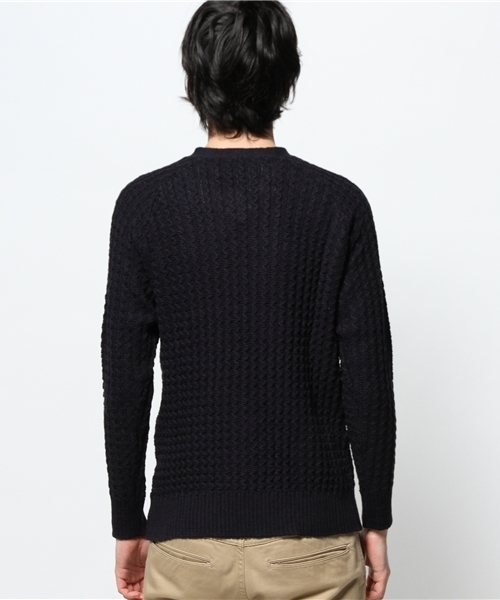 KATHARINE HAMNETT LONDON （キャサリンハムネットロンドン）の「CODE STRIPE PO / コードストライププルオーバー（ニット/セーター・メンズ・イエロー/ホワイト/ネイビー・MEDIUM/LARGE/AL）」の8枚目の写真