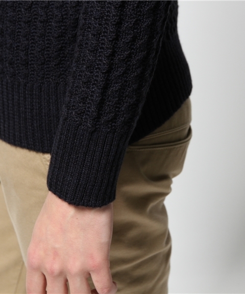 KATHARINE HAMNETT LONDON （キャサリンハムネットロンドン）の「CODE STRIPE PO / コードストライププルオーバー（ニット/セーター・メンズ・イエロー/ホワイト/ネイビー・MEDIUM/LARGE/AL）」の10枚目の写真