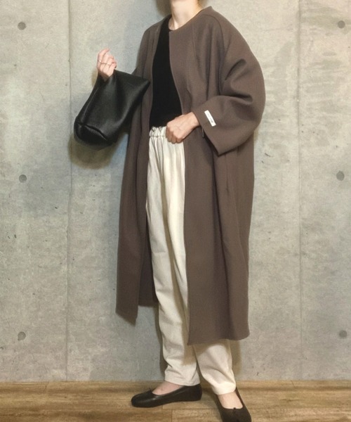 AMELY（エミリー）の「ノーカラーオーバーサイズコート（その他アウター・レディース・チャコールグレー/ブラック/パープル/ブラウン/ブルーグレー/キャメル・フリー）」の13枚目の写真