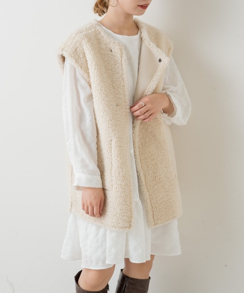 Kastane(カスタネ)の「シャーリングティアードミニワンピース(ワンピース・レディース・ブラック/オフホワイト・FREE)」の10枚目の写真