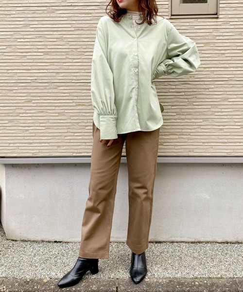 CLEA(クレア)の「2WAYバンドカラーボリュームスリーブブラウス〇(シャツ/ブラウス・レディース・ホワイト/ブルー/グリーン・S/M)」の20枚目の写真