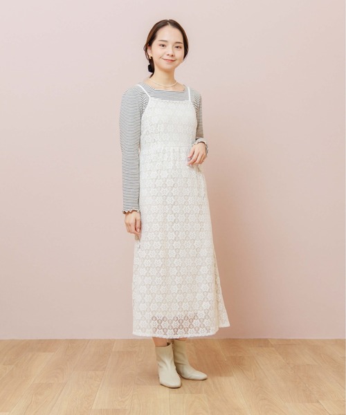 flower（フラワー）の「レースフルキャミワンピース（ワンピース・レディース・ホワイト/ベージュ・FREE）」の2枚目の写真