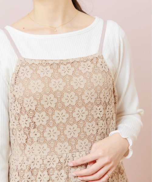flower（フラワー）の「レースフルキャミワンピース（ワンピース・レディース・ホワイト/ベージュ・FREE）」の12枚目の写真
