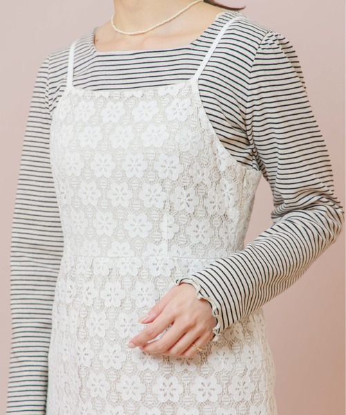 flower（フラワー）の「レースフルキャミワンピース（ワンピース・レディース・ホワイト/ベージュ・FREE）」の5枚目の写真