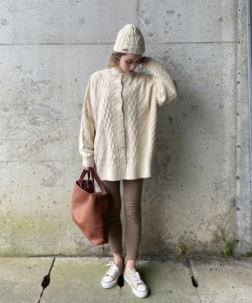 deux amour（ドゥーザムール）の「ケーブルカーディガン（カーディガン/ボレロ・レディース・ブラウン/アイボリー/ブラック・MEDIUM）」の13枚目の写真