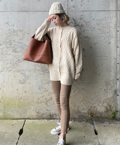 deux amour（ドゥーザムール）の「ケーブルカーディガン（カーディガン/ボレロ・レディース・ブラウン/アイボリー/ブラック・MEDIUM）」の15枚目の写真