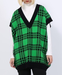 PUNYUS | チェックオーバーニットベスト(ベスト)