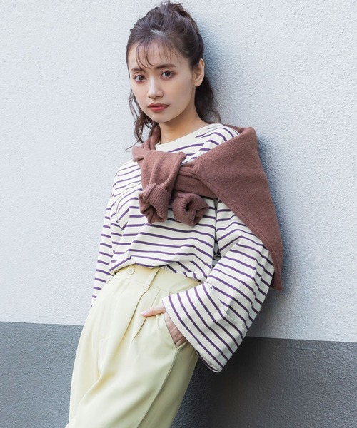 coca(coca)(コカ)の「ロールアップ袖 ボーダープルオーバー(Tシャツ/カットソー・レディース・その他1/その他2・M/L)」の2枚目の写真