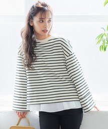 coca（coca） | ロールアップ袖 ボーダープルオーバー(Tシャツ/カットソー)