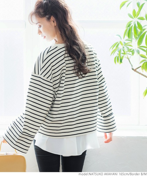 coca(coca)(コカ)の「ロールアップ袖 ボーダープルオーバー(Tシャツ/カットソー・レディース・その他1/その他2・M/L)」の5枚目の写真