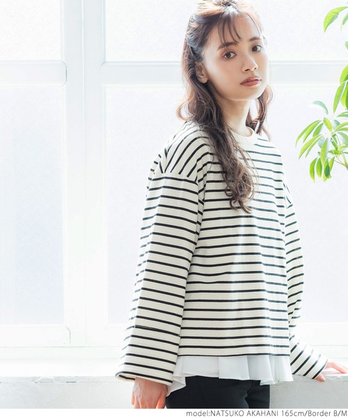 coca(coca)(コカ)の「ロールアップ袖 ボーダープルオーバー(Tシャツ/カットソー・レディース・その他1/その他2・M/L)」の7枚目の写真